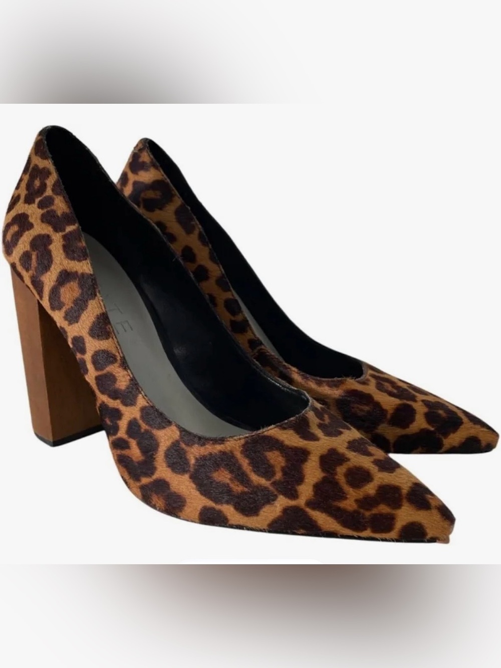 1. State Leopard Print Pointed Block Heel Pumps - Brown